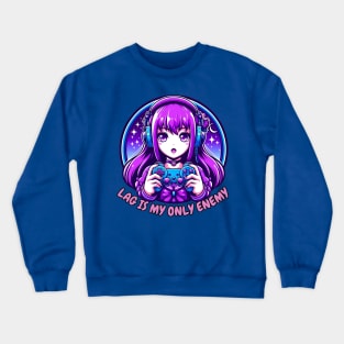 Gamer purple Anime girl Crewneck Sweatshirt